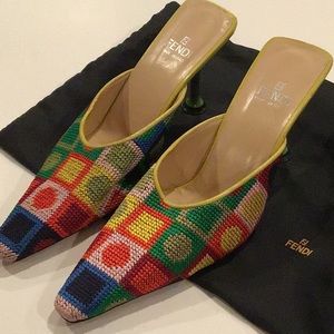 Authentic Fendi multi color heels.  Size 8 1/2.